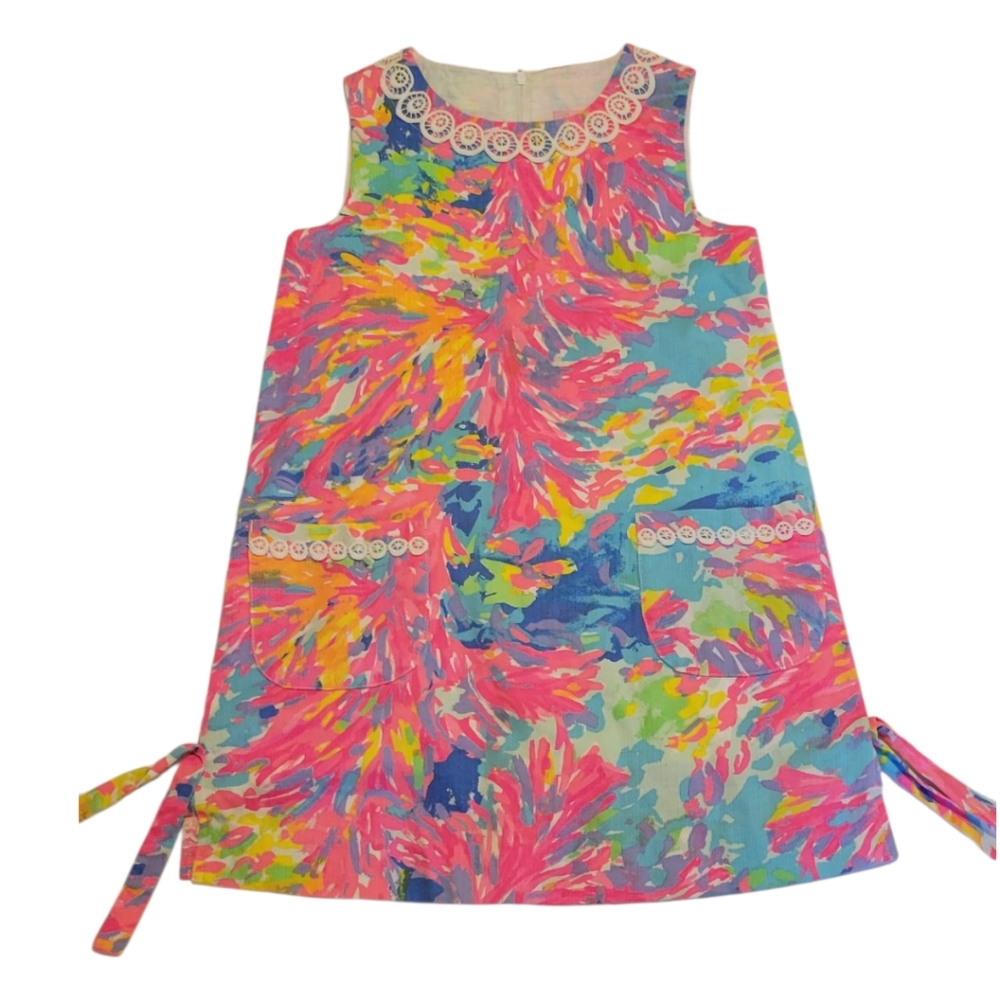 Lilly Pulitzer Little Lily Classic Shift Dress Sz 7 Girls Colorful, Vacation - Picture 4 of 6